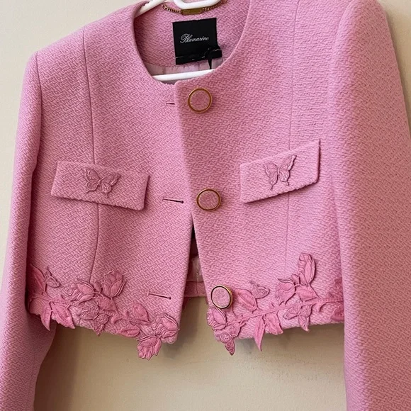 Cardigan/coupe-vent Brodé Bluemarine Rose - Taille Small, Occasion Très Bon état